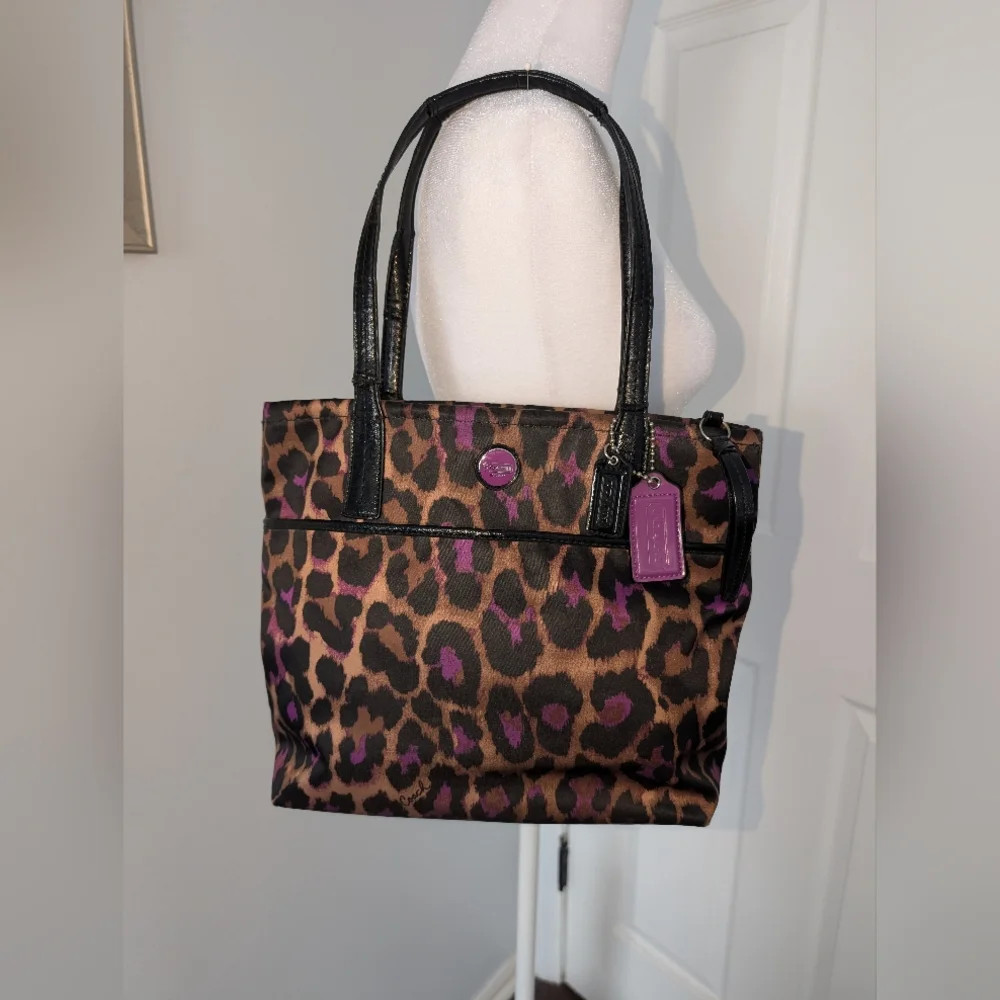 Coach Purple Ocelot Print Satchel